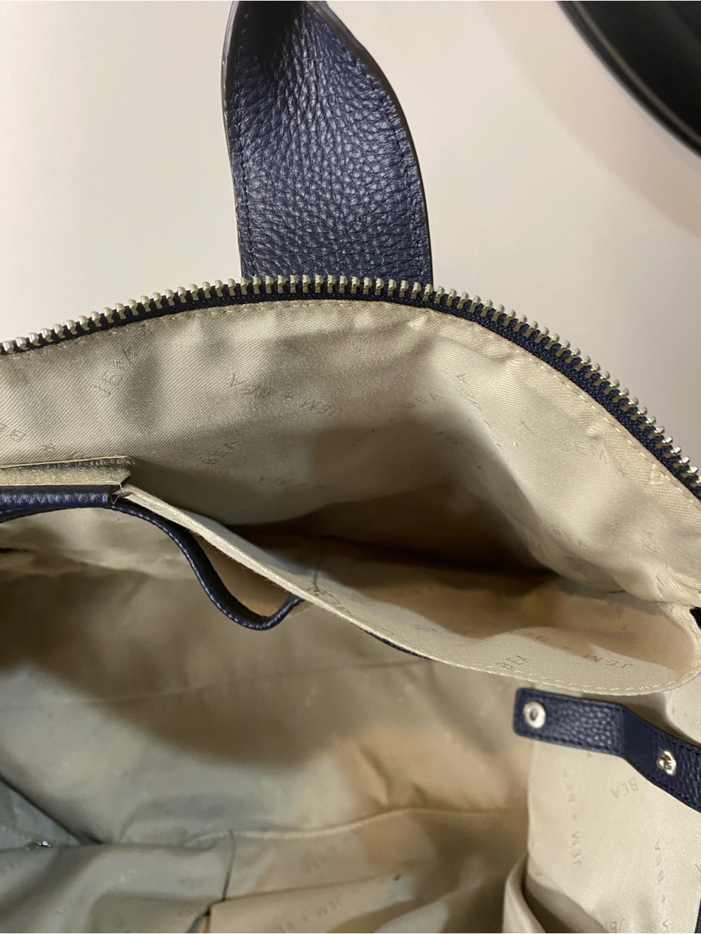 Jem + Bea Navy Leather Baby Tote Bag with Dual Top Handles - Picture 8 of 13